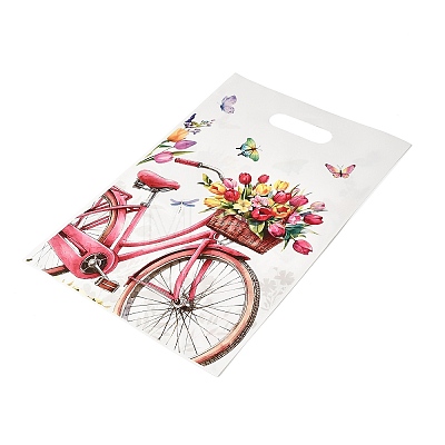 50Pcs 2 Styles Floral Bike Printed Plastic Gift Storage Tote Bags PL-CBAAD12-07-1