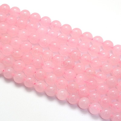 Dyed Natural Rose Quartz Round Beads Strands G-O047-05-6mm-1
