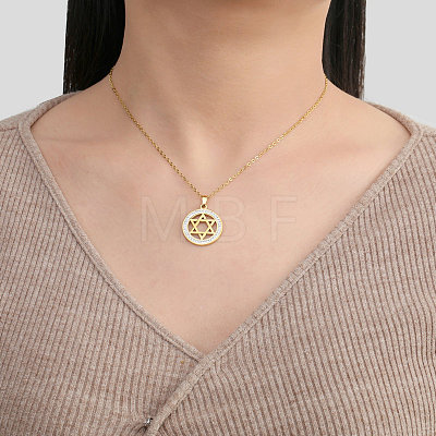 Stainless Steel Crystal Rhinestone Star of David Pendant Necklaces FS-WGE09DF-02-1