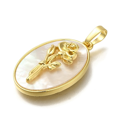 Brass Pave Shell Birth Flower Pendants FIND-I040-04A-1