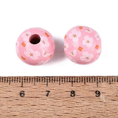 Printed Wood European Beads WOOD-G029-06E-1