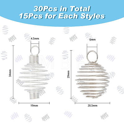 30Pcs 2 Styles Steel & 304 Stainless Steel Wire Pendants STAS-DC0012-65-1