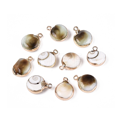 Electroplate Natural Sea Shell Pendants SSHEL-Q100-11B-KCG-1