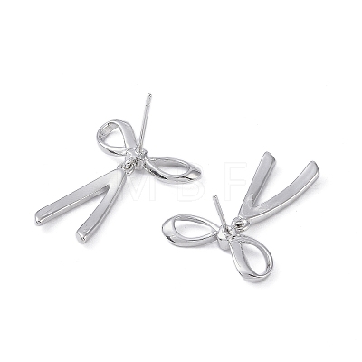 Rack Plating Bowknot Brass Stud Earrings for Women EJEW-NH0002-03P-1