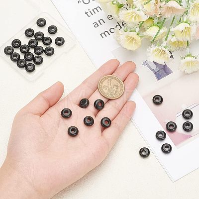  Natural Black Stone European Large Hole Beads G-NB0003-72B-02-1