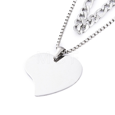 304 Stainless Steel Double Layer Necklaces NJEW-M181-12P-1