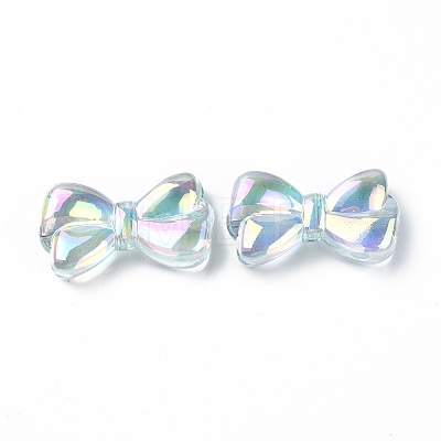 UV Plating Rainbow Iridescent Acrylic Beads OACR-H015-01-1