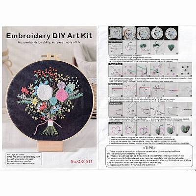 DIY Bouquet Pattern Embroidery Kit DIY-O021-14B-1