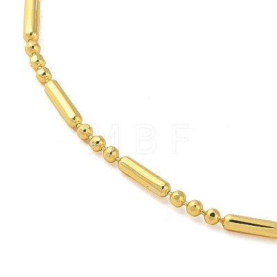 Rack Plating Brass Column & Round Ball Chain Necklaces NJEW-K256-03G-1