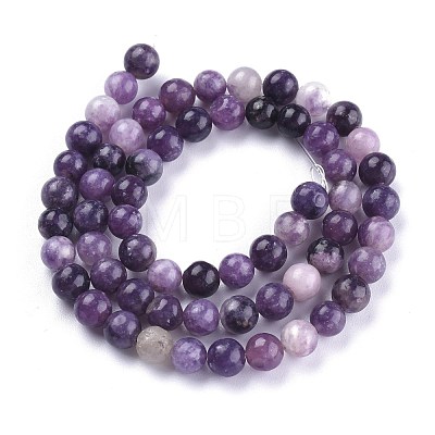 Natural Lepidolite/Purple Mica Stone Beads Strands X-G-K415-6mm-1