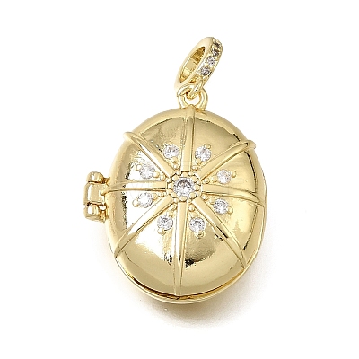 Brass Micro Pave Clear Cubic Zirconia Diffuser Locket Pendants KK-A303-28B-G-1