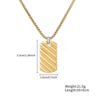 Stainless Steel Simple Texture Rectangle Pendant Necklaces for Men EJ7341-1-1