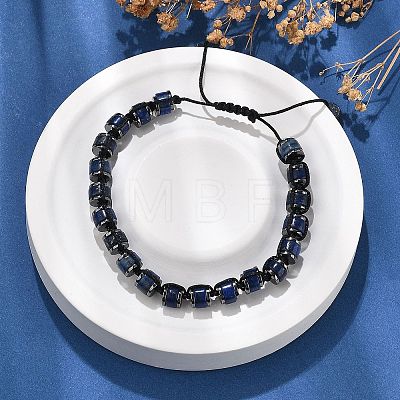 Adjustable Natural Lapis Lazuli and Non-magnetic Synthetic Hematite Braided Bead Bracelets BJEW-Z090-01F-1