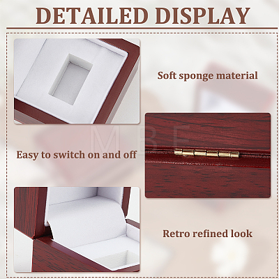 Square Wooden One Championship Ring Display Box CON-WH0095-71B-1