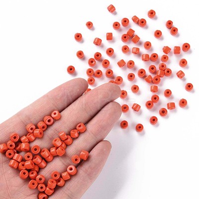 Opaque Colours Glass Round Bugle Beads SEED-S045-001A-A01-1