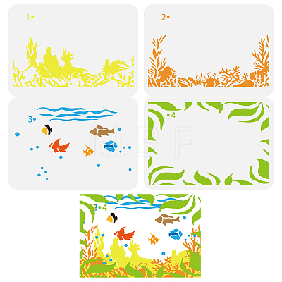 4Pcs 4 Styles PET Hollow Out Drawing Painting Stencils DIY-WH0394-0297-1