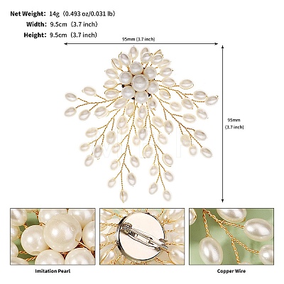 ABS Imitation Pearl Acrylic Flowers Brooch PW-WG53798-02-1