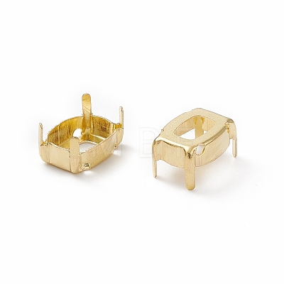 Rectangle Brass Sew on Prong Settings KK-N0084-A05-8x10G-1
