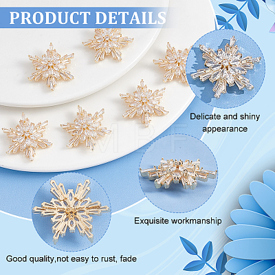 Fingerinspire 6Pcs 1-Hole Brass Micro Pave Clear Cubic Zirconia Shank Buttons BUTT-FG0001-35G-1