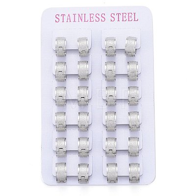 Textured 304 Stainless Steel Huggie Hoop Earrings EJEW-L252-017P-1