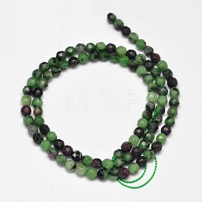Faceted Round Natural Ruby in Zoisite Bead Strands G-F289-11-4mm-1
