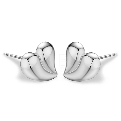 S925 Sterling Silver Heart Stud Earrings JQ5379-2-1