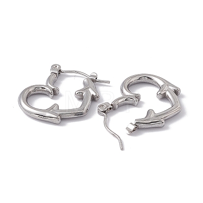 Tarnish Resistant 304 Stainless Steel Heart with Arrow Hoop Earrings for Women EJEW-E199-06P-1