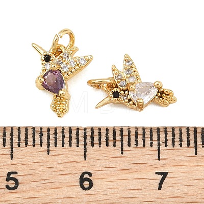 Brass Micro Pave Cubic Zirconia Charms KK-Q085-06G-1