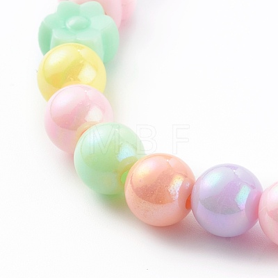 Round Acrylic Graduated Beaded Necklaces for Kids NJEW-JN03433-1