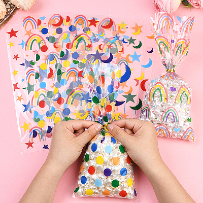 100Pcs 4 Styles Rectangle OPP Cellophane Candy Bags ABAG-WH20013-17-1