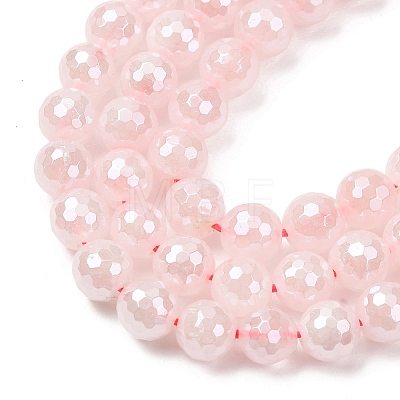 Electroplated Natural Rose Quartz Beads Strands G-B191-A04-8mm-1