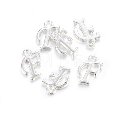 Silver Color Plated Alloy Letter Pendants PALLOY-J718-01S-F-1