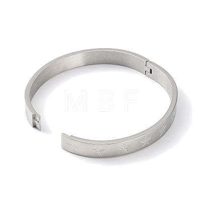 304 Stainless Steel Grooved Star Bangles BJEW-F464-14P-1