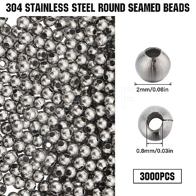 SUNNYCLUE 304 Stainless Steel Round Seamed Beads STAS-SC0006-95A-1