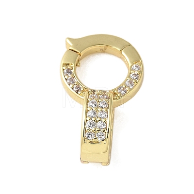 Brass Micro Pave Clear Cubic Zirconia Fold Over Clasps KK-P290-15G-1