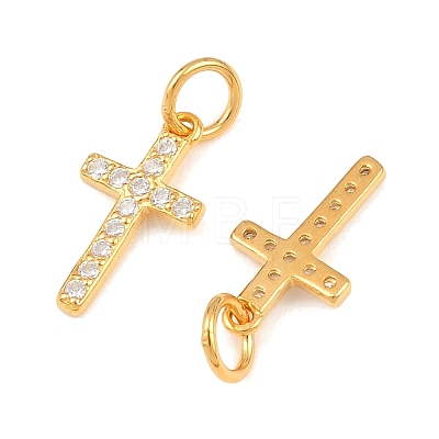 925 Sterling Silver Pave Clear Cubic Zirconia Cross Charms STER-A049-06G-1