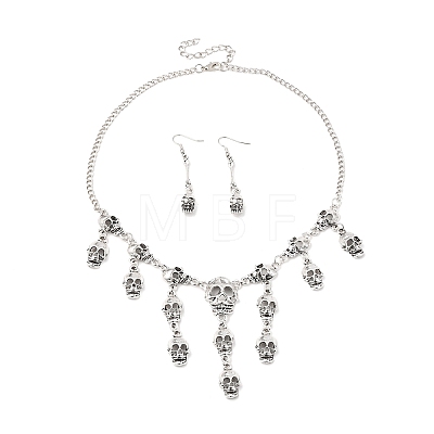 Halloween Tibetan Style Alloy Bib Necklaces & Dangle Earring Sets LS-SJEW-P006-03AS-1