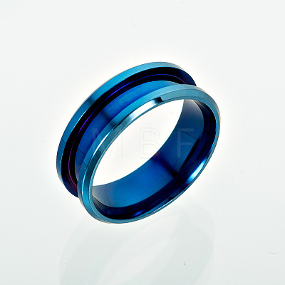 201 Stainless Steel Grooved Finger Ring Settings MAK-WH0007-16L-E-1