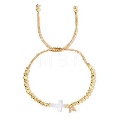 Brass Round Bead Braided Bead Bracelets VB3830-1-1