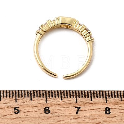 Brass with Cubic Zirconia Cuff Rings for Women RJEW-B160-07A-G-1