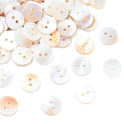 2-Hole Shell Flat Round Buttons X-BUTT-P012-09-1