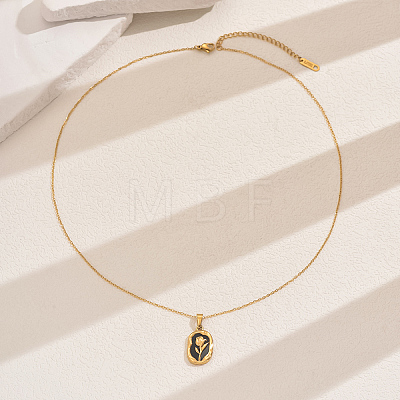 Stainless Steel Enamel Flower Pendant Necklaces for Women Daily Wear VT0532-1