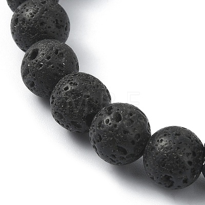 Dyed Natural Lava Rock Round Beaded Stretch Bracelets BJEW-TA00337-01-1