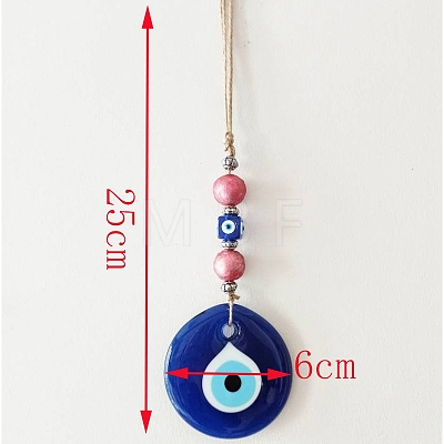 Flat Round with Evil Eye Glass Pendant Decorations PW-WG34722-01-1