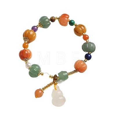 Gourd & Pumpkin Resin Beaded Charm Bracelets FS-WG50C96-01-1
