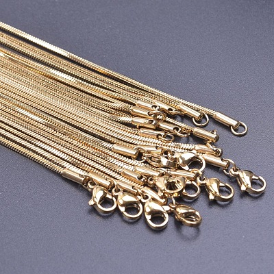1.5mm 304 Stainless Steel Square Snake Chain Necklaces X-TW4888-1-1