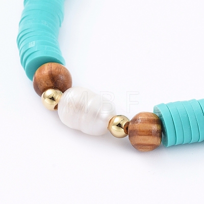 Handmade Polymer Clay Heishi Bead Stretch Bracelets BJEW-JB05095-04-1
