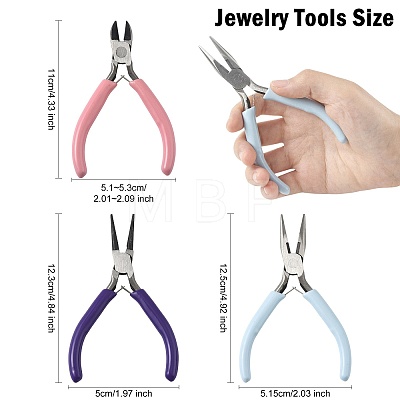 3Pcs 3 Styles 45# Steel Jewelry Pliers PT-FS0001-01-1