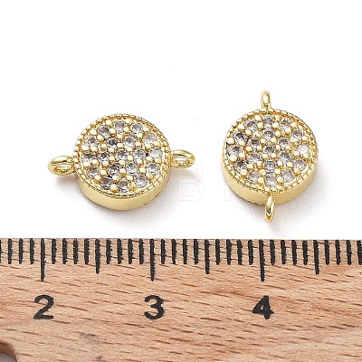 Rack Plating Brass Micro Pave Clear Cubic Zirconia Connector Charms KK-Z036-07G-1