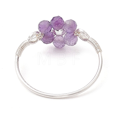 Flower Natural Gemstone Ring RJEW-JR00711-02-1
